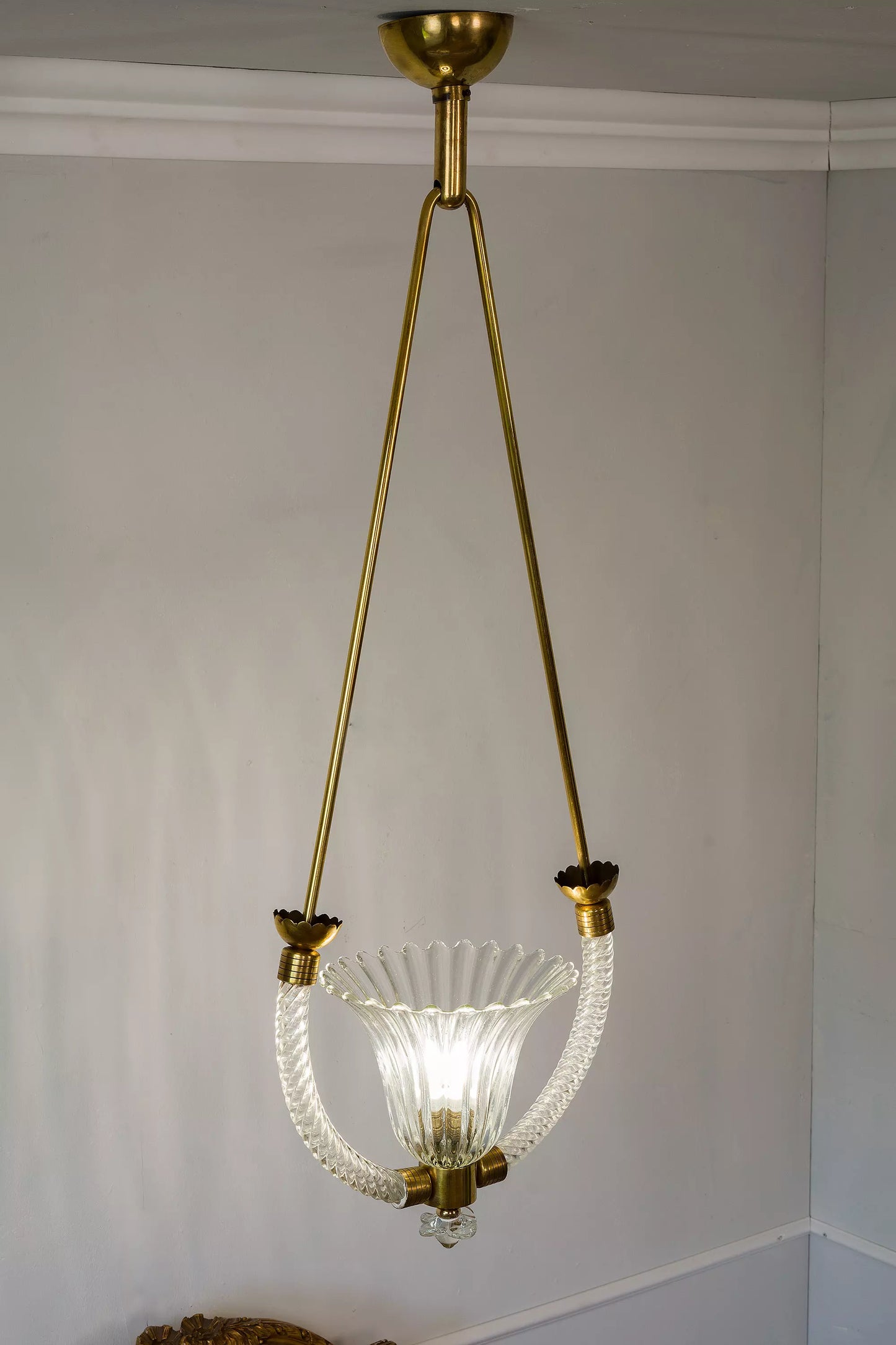 Lampadario vintage in vetro di Murano anni '30 stile Art Déco.| Lo Stile Italiano