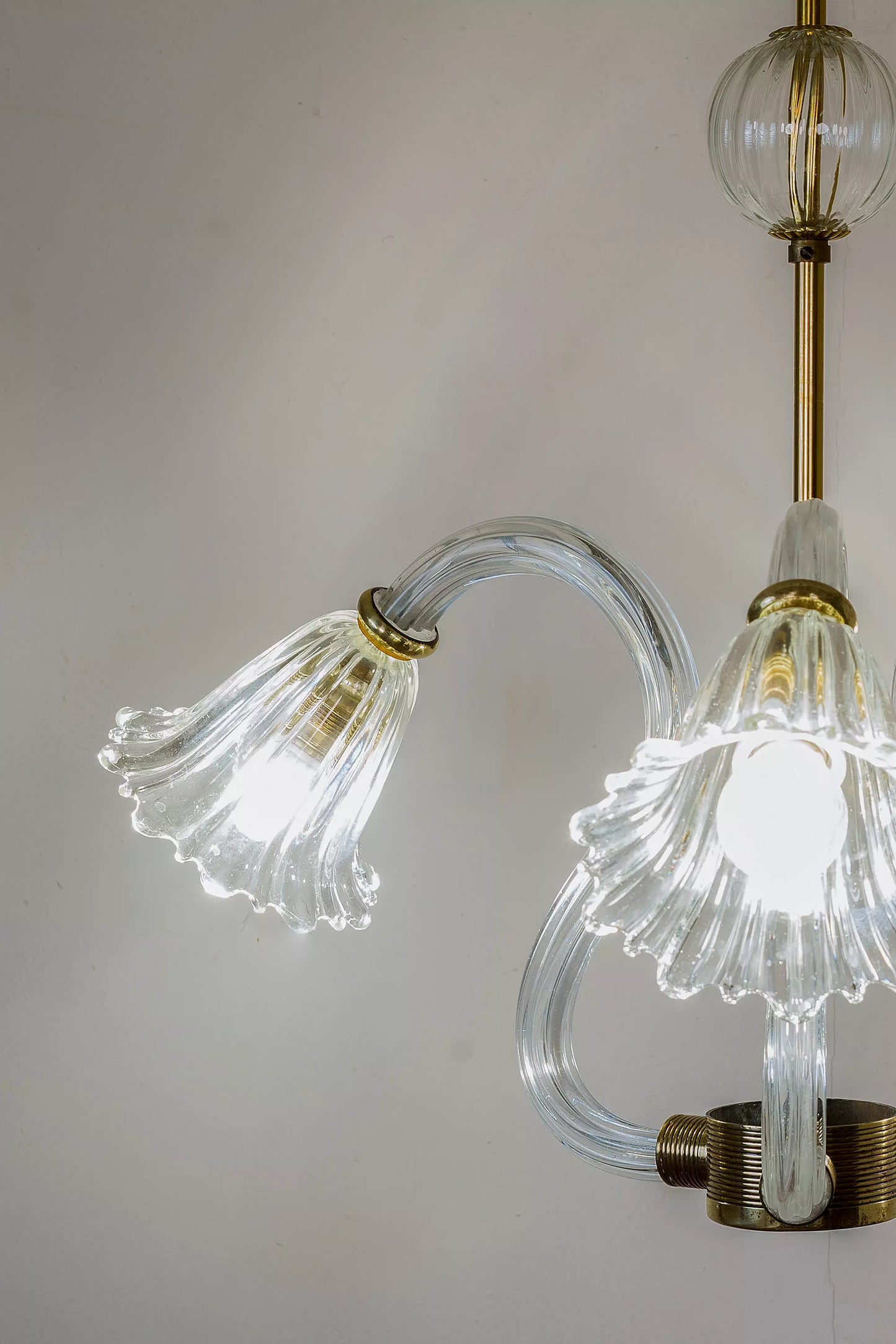 Lampadario di Murano Art deco, Ercole Barovier & Toso, 3 Luci, Anni '30