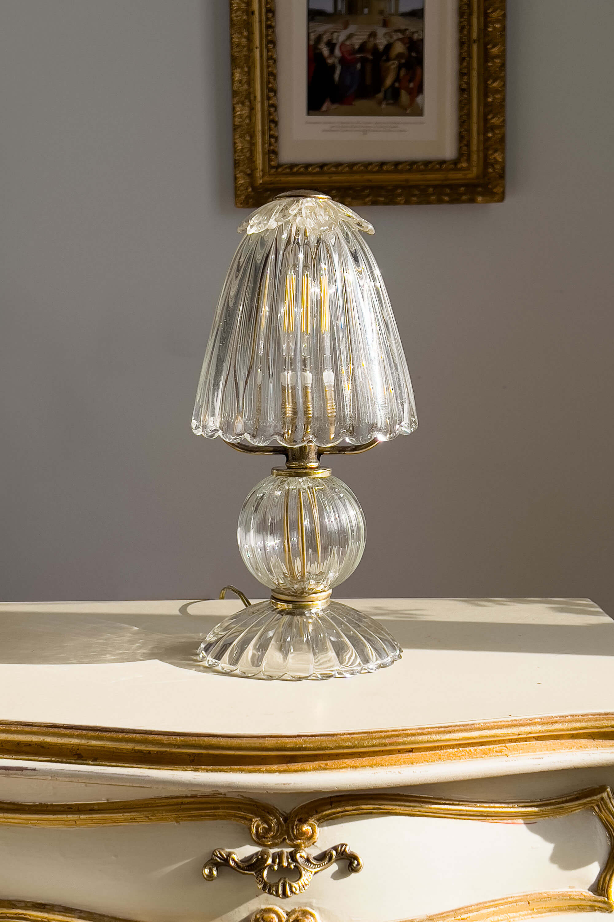 Vintage blown glass store table lamp