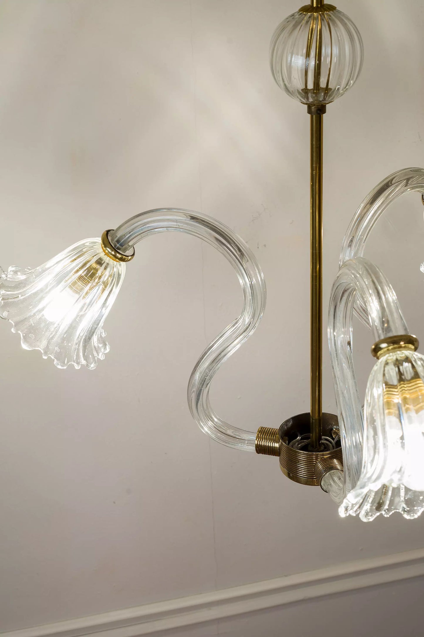 Lampadario di Murano Art deco, Ercole Barovier & Toso, 3 Luci, Anni '30