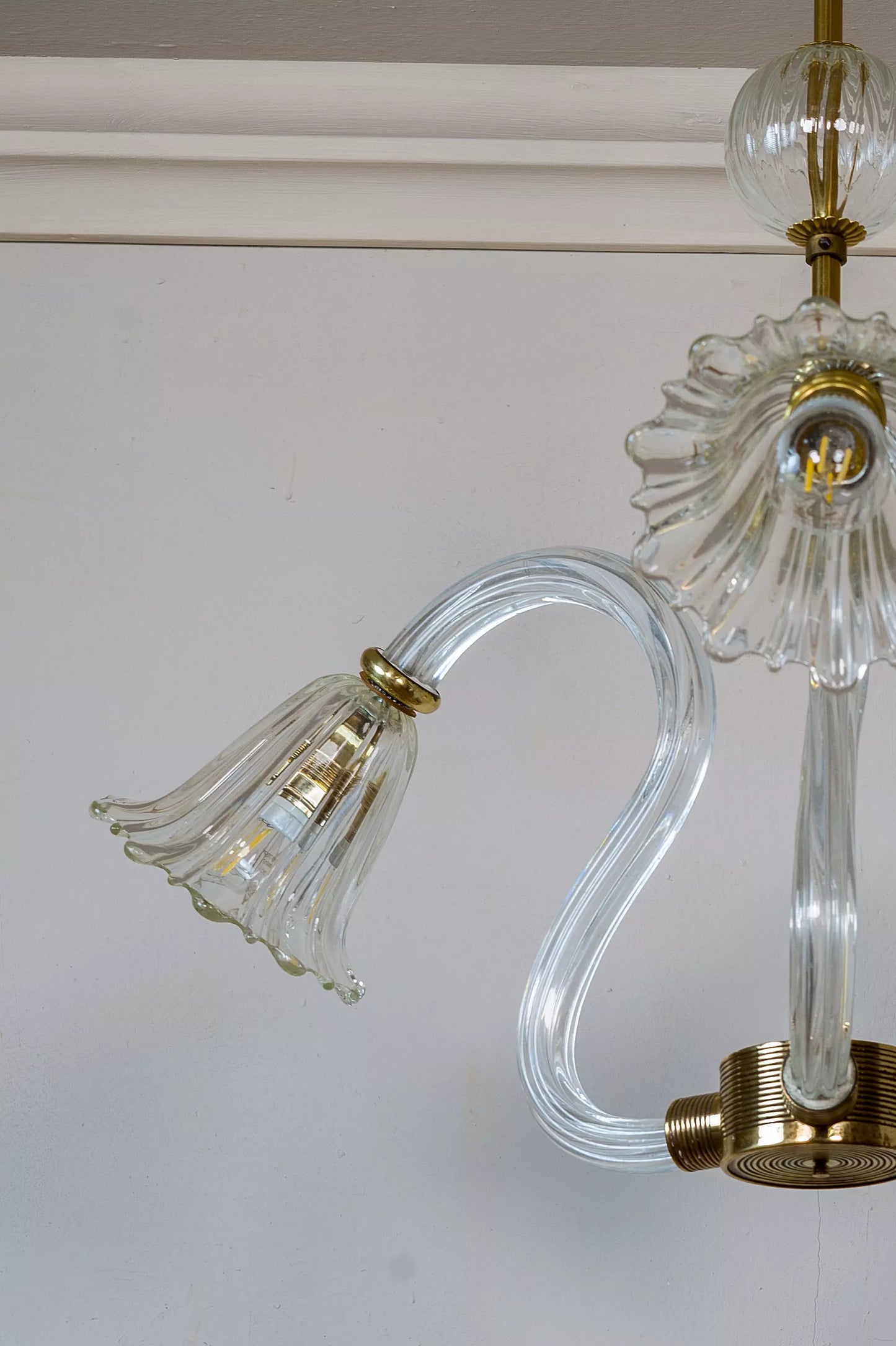 Lampadario di Murano Art deco, Ercole Barovier & Toso, 3 Luci, Anni '30