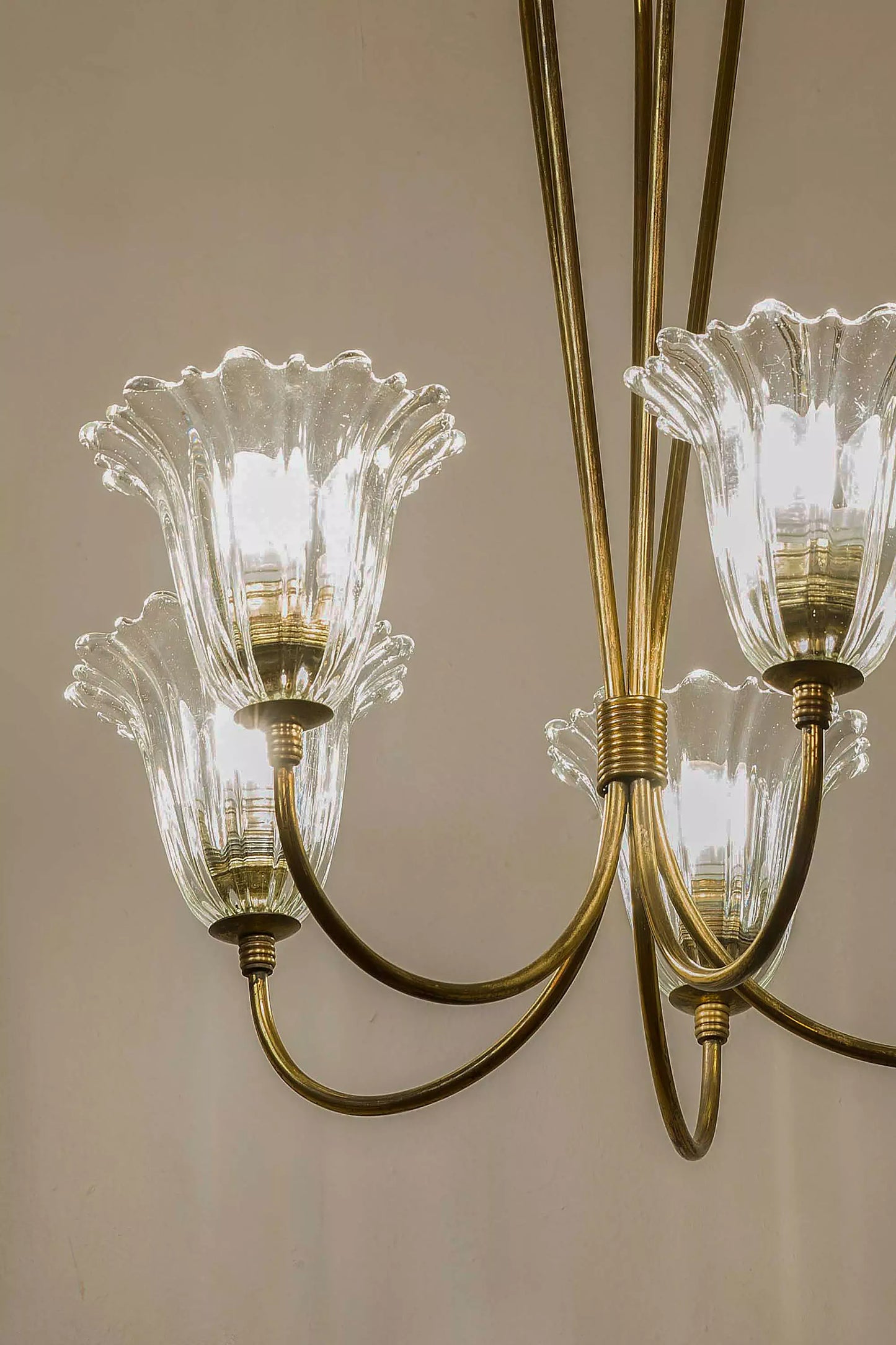 Lampadario Mid - Century in vetro soffiato di Murano. | Lo Stile Italiano