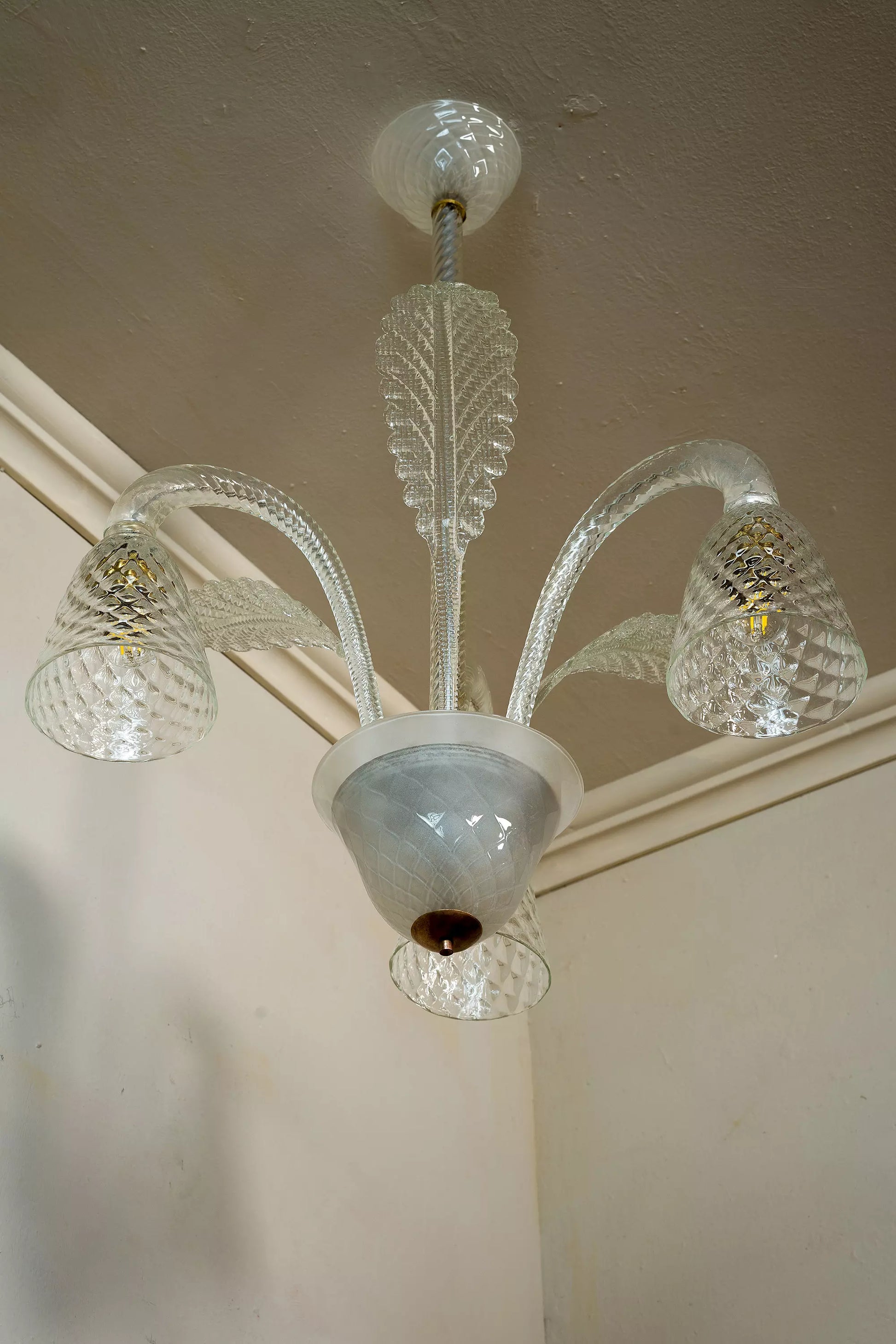 Lampadario vintage di design di Murano con cristalli di Venini. | Lo Stile Italiano